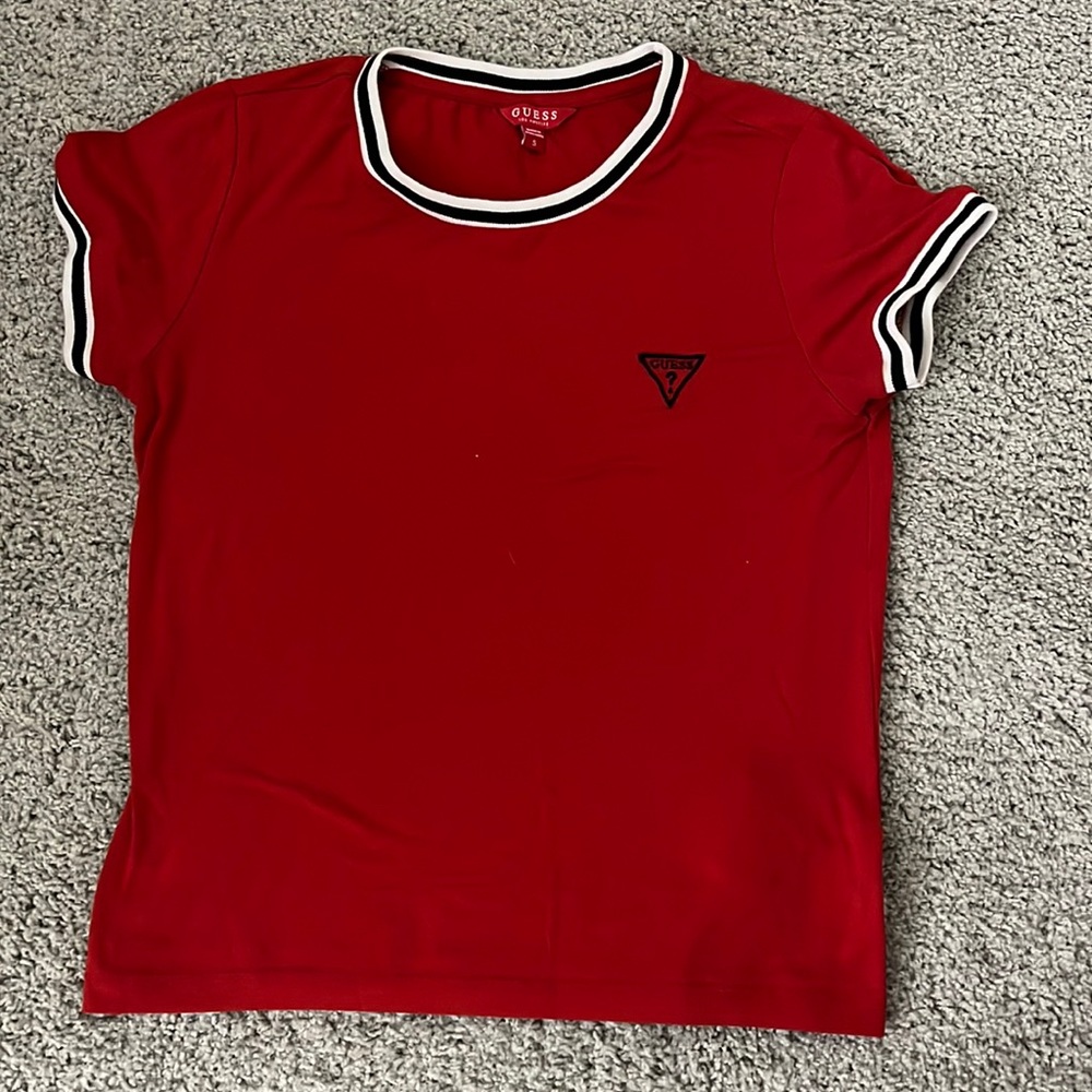 Red Guess shirt